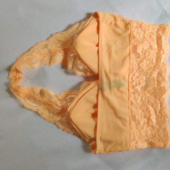 Orange Creamcicle Lacey Halter Crop Top NWOT - Picture 3 of 8